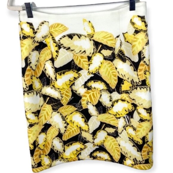Opening Ceremony‎ Painted Leaves Neoprene Skirt Size Medium Yellow White Boho M - Picture 5 of 9